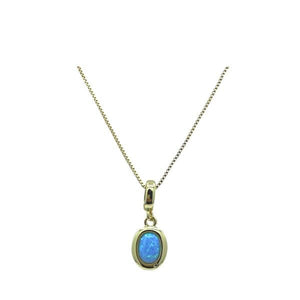 Blue Opal (Synthetic) Charm in 18kt Gold Fill: White (NGCH487OPB) Necklaces athenadesigns 