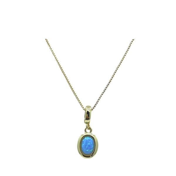 Blue Opal (Synthetic) Charm in 18kt Gold Fill: White (NGCH487OPB) Necklaces athenadesigns 