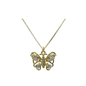 Butterfly Charm Necklace: 18kt Gold Fill and CZ (NGCH45BFLY) Athena Designs 