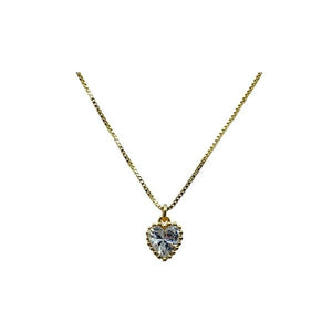 CZ Bezel Set Stone on 18kt Gold Fill Chain: Heart (NGCH405HRT) Necklaces athenadesigns 