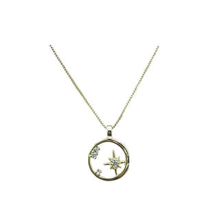 Charms: Open Circle with Crystal Star on Gold Fill Chain Necklace (NGCH45STLR) Necklaces Athena Designs 