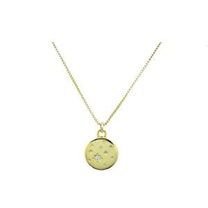 Small Disk CZ Star 18Kt Gold Fill Charm Necklace (NGCH4654) Necklaces athenadesigns 