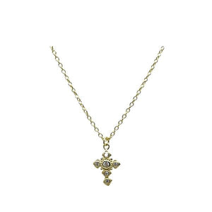 Charm: Small Gold Vermeil Cross with CZ : (NGCH45CRS) Necklaces athenadesigns 