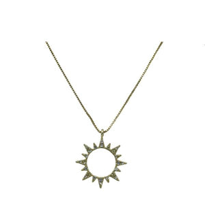 Open CZ Pave Sun: Gold Plated With 18Kt Gold Fill Necklace (NGCP40065) Also Silver Necklaces athenadesigns Gold: NGCP40065 