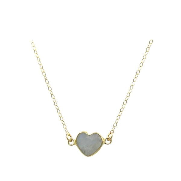 Heart: Semi Precious Stone Necklace: Moonstone (NGCH67MN) Necklaces athenadesigns 
