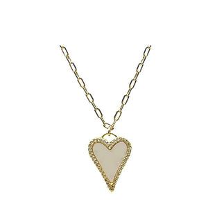 Heart Necklace With Mother of Pearl (NGCP675MOP) Necklaces athenadesigns 