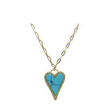 Load image into Gallery viewer, Heart Necklace With Turquoise (NGCP675TQ) Necklaces athenadesigns 
