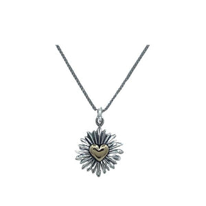 Mixt Metal: Heart in Sun Rays Necklace (NCP460G) Necklaces athenadesigns 