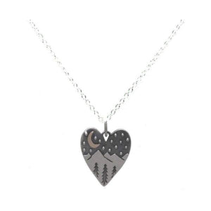 Mixed Metal Heart with Landscape (NCP64X) Necklaces athenadesigns 