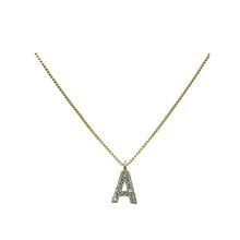 Load image into Gallery viewer, Link Chain With Pave Initial: A-I: Gold Fill or Sterling Silver Chain (NGCP45_ or NCP45_) Necklaces athenadesigns Gold A 
