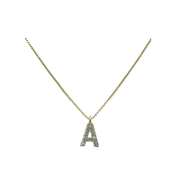 Link Chain With Pave Initial: A-I: Gold Fill or Sterling Silver Chain (NGCP45_ or NCP45_) Necklaces athenadesigns Gold A 