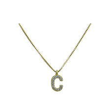 Load image into Gallery viewer, Link Chain With Pave Initial: A-I: Gold Fill or Sterling Silver Chain (NGCP45_ or NCP45_) Necklaces athenadesigns Gold C 
