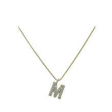 Load image into Gallery viewer, Link Chain With Pave Initial: M-R: Gold Fill or Sterling Silver Chain (NGCP45_ or NCP45_) Necklaces athenadesigns Gold M 
