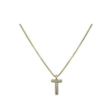 Load image into Gallery viewer, Link Chain with Pave Initial: S-Z: Gold Fill or Sterling Silver Chain (NGCP45_ or NCP45_) Necklaces athenadesigns Gold T 
