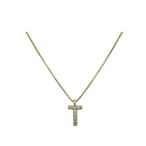 Link Chain with Pave Initial: S-Z: Gold Fill or Sterling Silver Chain (NGCP45_ or NCP45_) Necklaces athenadesigns Gold T 