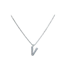 Load image into Gallery viewer, Link Chain with Pave Initial: S-Z: Gold Fill or Sterling Silver Chain (NGCP45_ or NCP45_) Necklaces athenadesigns Silver V 
