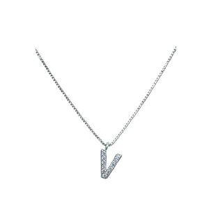 Link Chain with Pave Initial: S-Z: Gold Fill or Sterling Silver Chain (NGCP45_ or NCP45_) Necklaces athenadesigns Silver V 