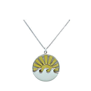 Mixt Metal: Sun & Wave Charm Necklace: Sterling Silver (NCSP46WVE) Necklaces athenadesigns 