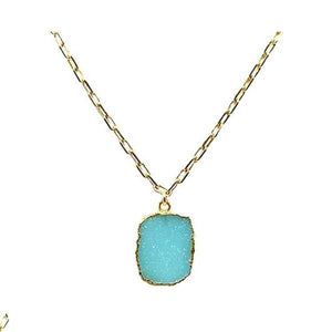 Electroform Pendant on Gold Fill Link Chain: Aqua Druzy (NGCP749DZQ) Necklaces athenadesigns 