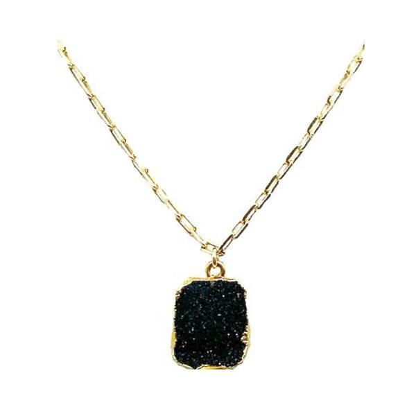 Electroform Pendant on Gold Fill Link Chain: Black Druzy (NGCP749DZX) Necklaces athenadesigns 