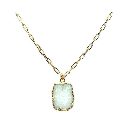 Electroform Pendant on Gold Fill Link Chain: White Druzy (NGCP749DZ) Necklaces athenadesigns 