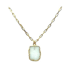 Electroform Pendant on Gold Fill Link Chain: White Druzy (NGCP749DZ) Necklaces athenadesigns 