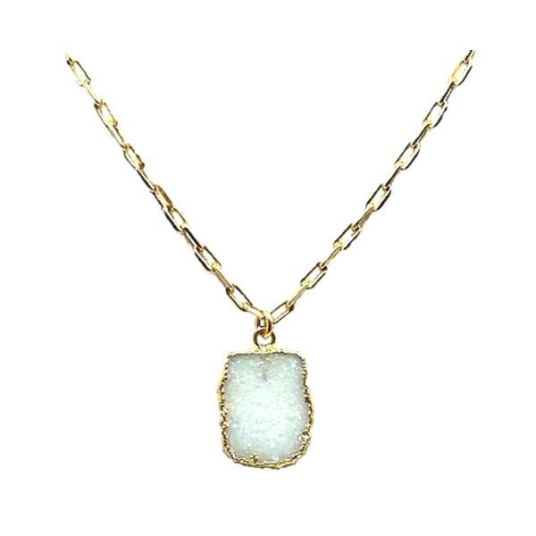 Electroform Pendant on Gold Fill Link Chain: White Druzy (NGCP749DZ) Necklaces athenadesigns 