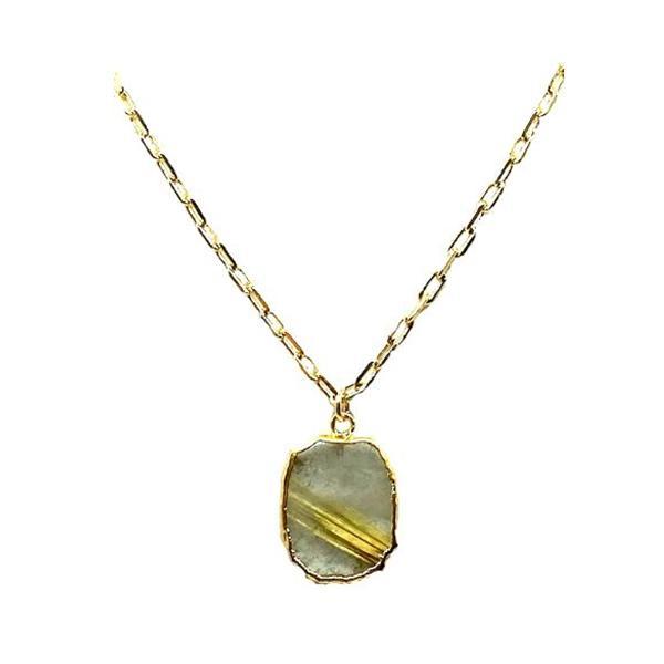 Electroform Pendant on Gold Fill Link Chain: Rutilated Quartz (NGCP749RQZ) Necklaces athenadesigns 