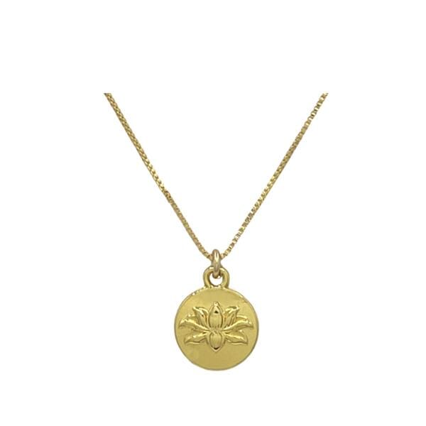 Lotus Charm: Gold Plated on Rhodium Fill Chain (NGCP460LTS) Necklaces athenadesigns 