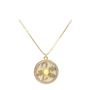 'Lucky' Charm: Gold Plated Halo 'CZ' With Mother of Pearl (NGCP46MOP) Necklaces athenadesigns 
