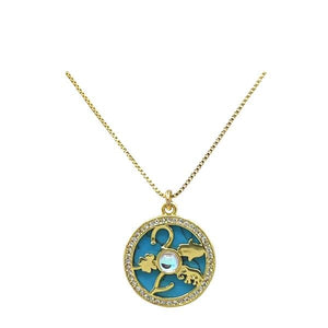 'Lucky' Charm: Gold Plated Halo 'CZ' With Turquoise Enamel (NGCP46TQ) Necklaces athenadesigns 