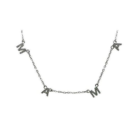 Mama Pave Necklace: Sterling Silver (NCH45MAMA) Necklaces athenadesigns 