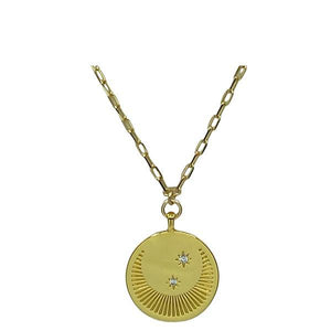 Charm: Moon & Star Medallion on 18kt Gold Fill Necklace (NGCP4065) Necklaces athenadesigns 