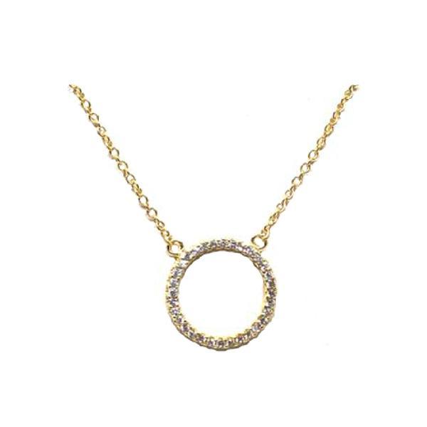 Micro Pave Open Circle: Gold Vermeil: (NCG4650) Also Rose Gold Necklaces athenadesigns 