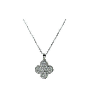 Pave Clover on Gold Fill ChainO Silver: (N_CP48CLVR) Necklaces athenadesigns Silver: NCP48CLVR 