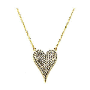 Micropave Heart Necklace: Gold Vermeil: Also Rose Gold Vermeil(NRGCP45HRT) Necklaces athenadesigns Gold- NGCP45HRT 
