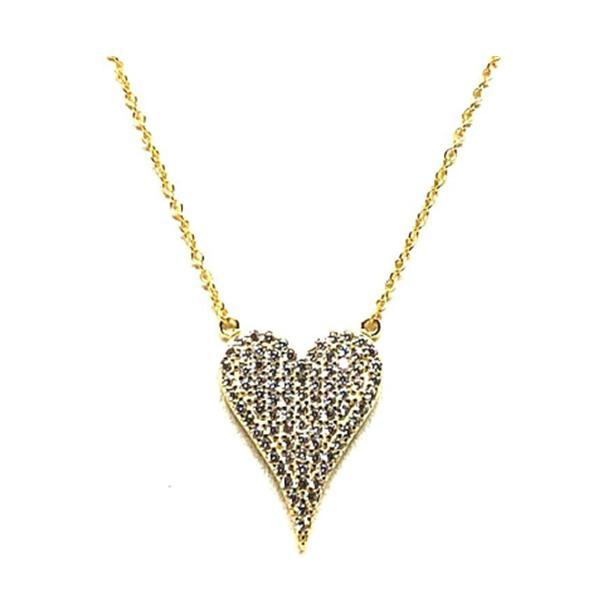 Micropave Heart Necklace: Gold Vermeil: Also Rose Gold Vermeil(NRGCP45HRT) Necklaces athenadesigns Gold- NGCP45HRT 