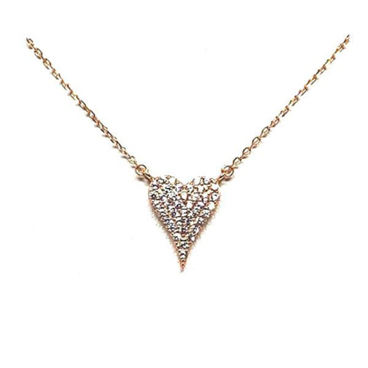 Small Heart Pave Necklace: Rose Gold Vermeil: (NRGC45HRT/S) Also in Gold Vermeil Necklaces athenadesigns Gold Vermeil: NGC45HRT/S 