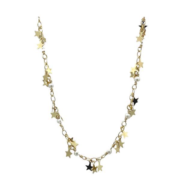Pearl And Stars Cluster Necklace: 17
