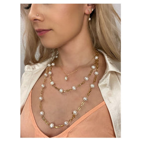Pearl and Gold Plated Necklace: 16" or 32" FACEBOOK athenadesigns 