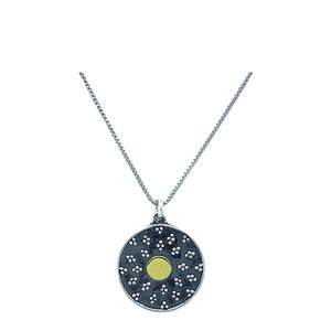 Mixt Metal: Round Oxidized Disk with Bronze Center (NCP46GX) Necklaces athenadesigns 