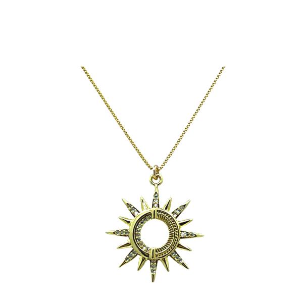Micro Pave Sunburst Pendant: 18kt Gold Fill Necklace (NGCP46045) Necklaces athenadesigns 