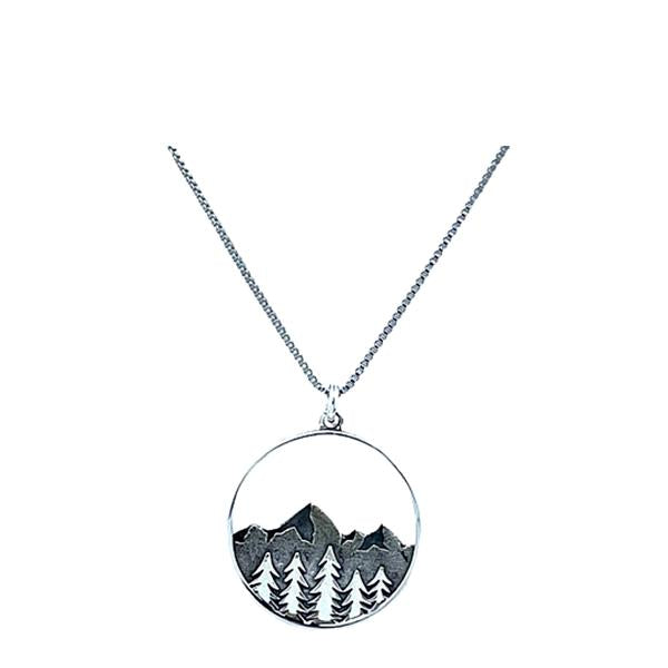 Mixt Metal: Mountains & Trees: Sterling Silver, Oxidized Silver (NCP4TRMTN) Necklaces athenadesigns 