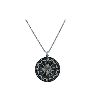 Mixt Metal: Sun and Moon Mandala: Sterling Silver (NCP46MNDL) Necklaces athenadesigns 