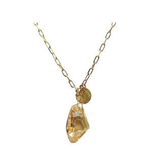 Swarovski Crystal with Gold Disk on Gold Link Necklace SALE athenadesigns 