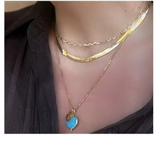 Load image into Gallery viewer, Bezel Set Gemstone Cluster Necklace: Blue Chalcedony (NGCH7446BC) Necklaces athenadesigns 
