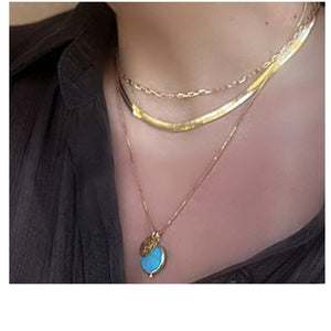 Bezel Set Gemstone Cluster Necklace: Blue Chalcedony (NGCH7446BC) Necklaces athenadesigns 