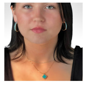 Clover 15mm Turquoise Necklace: 18kt Gold Fill (NGCH478TQ) Necklaces athenadesigns 
