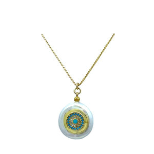 Pearl With CZ Evil Eye Center Pendant (NGCP365) Necklaces athenadesigns 