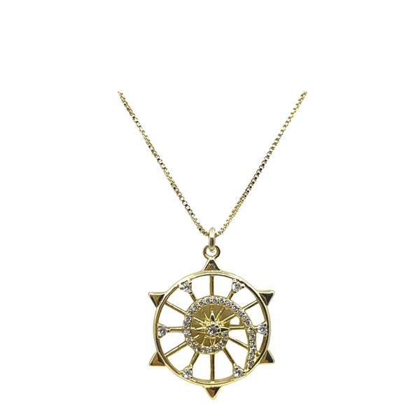 'Starburst' 18kt Gold Fill Pendant With CZ Accents (NGCP46465) Necklaces athenadesigns 